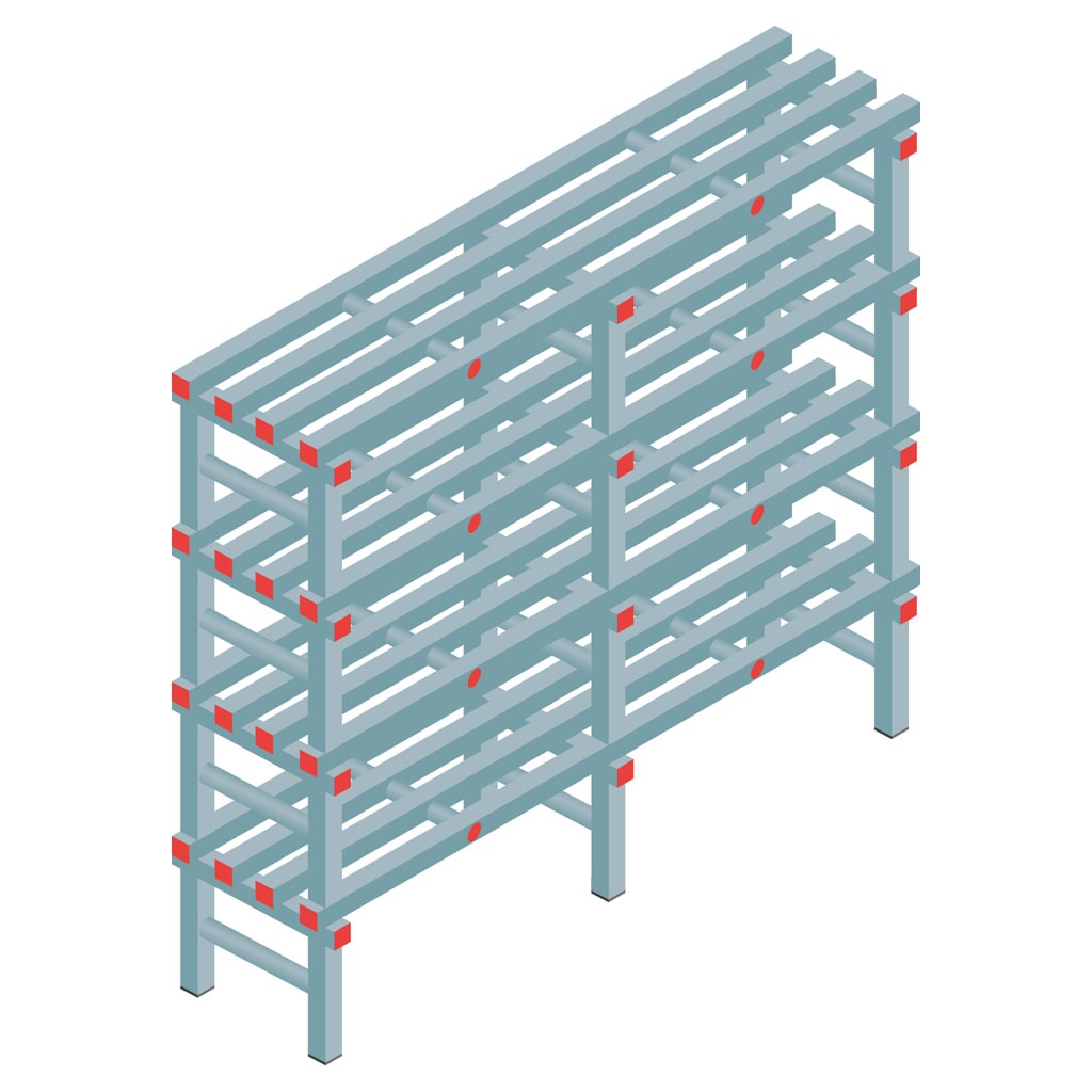 Kunststof stelling, rek 1300x1500x400, 4 niveaus