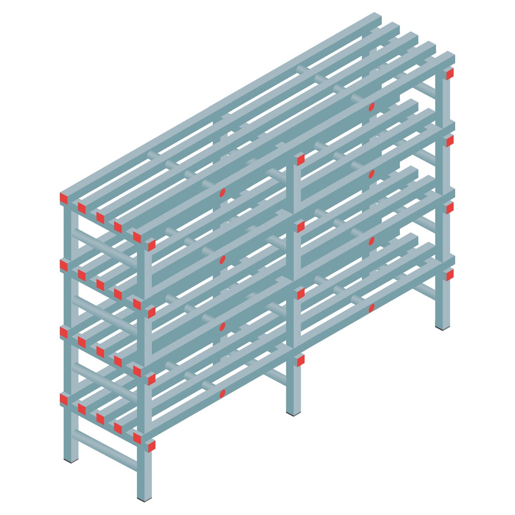 Kunststof stelling, rek 1300x1800x500, 4 niveaus