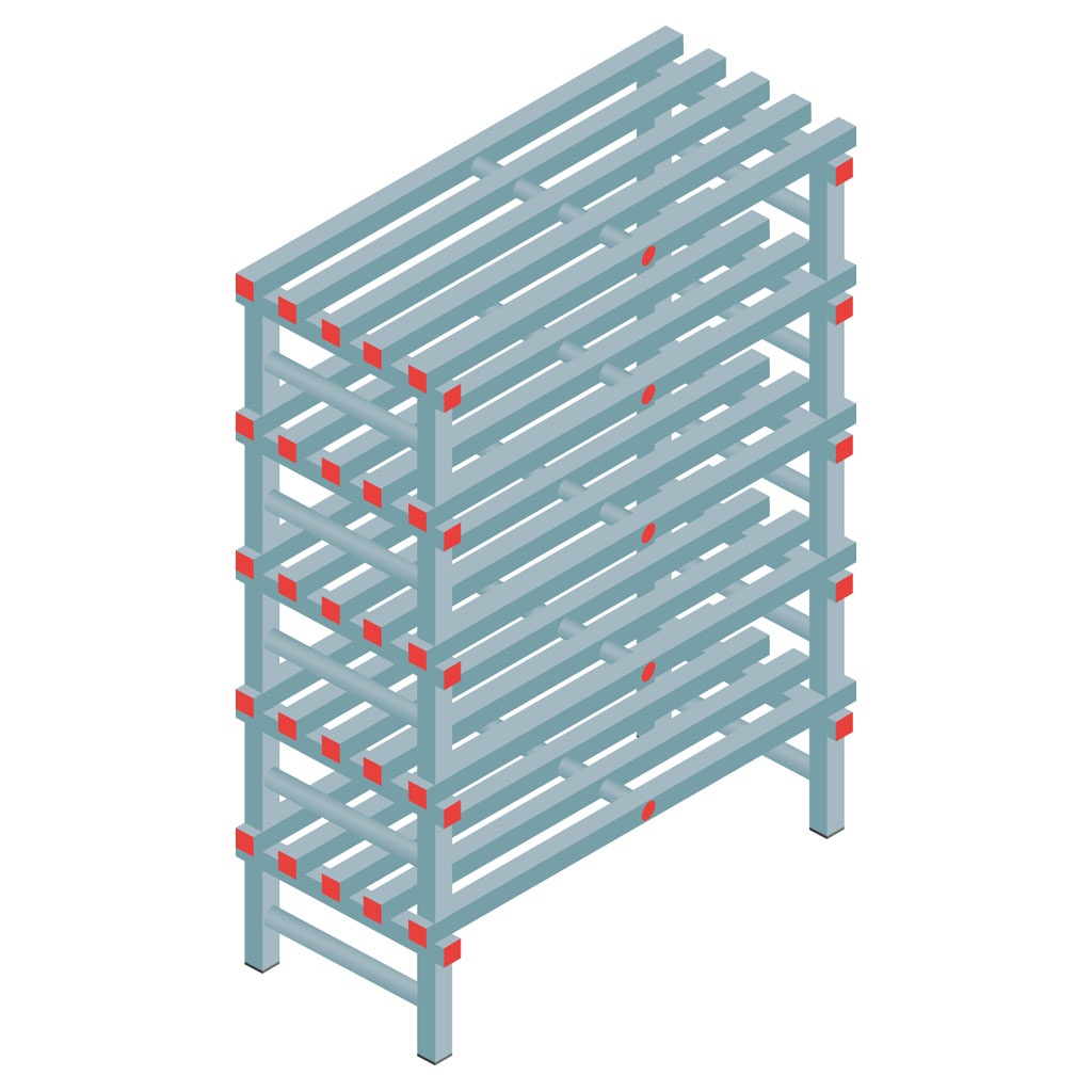 Kunststof stelling, rek 1450x1000x500, 5 niveaus