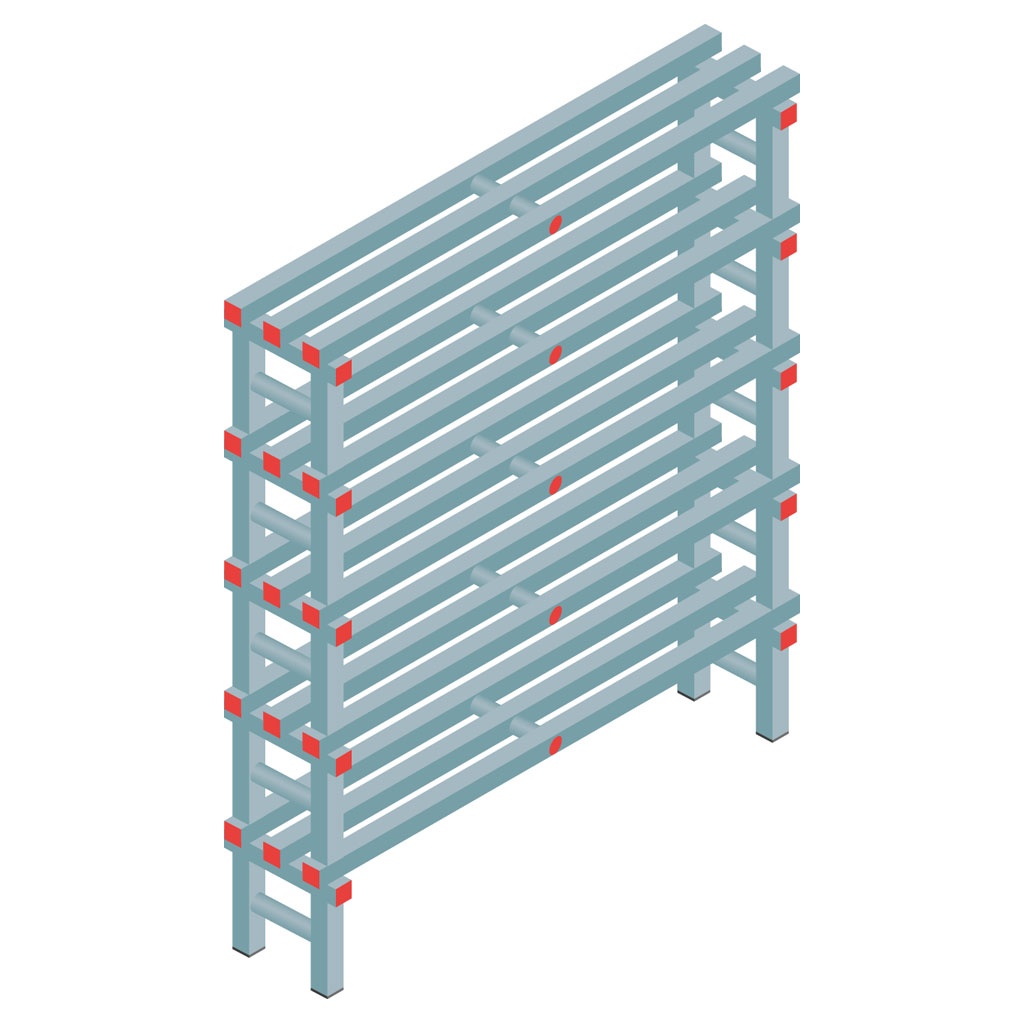 Kunststof stelling, rek 1450x1200x300, 5 niveaus