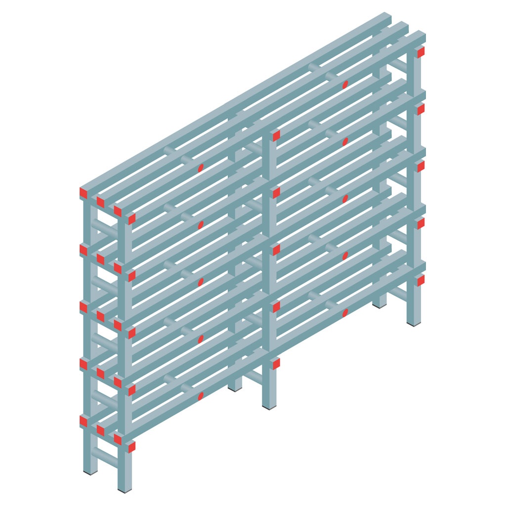 Kunststof stelling, rek 1450x1800x300, 5 niveaus