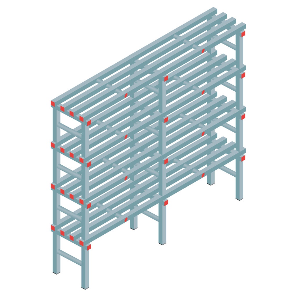 Kunststof stelling, rek 1600x1800x400, 4 niveaus