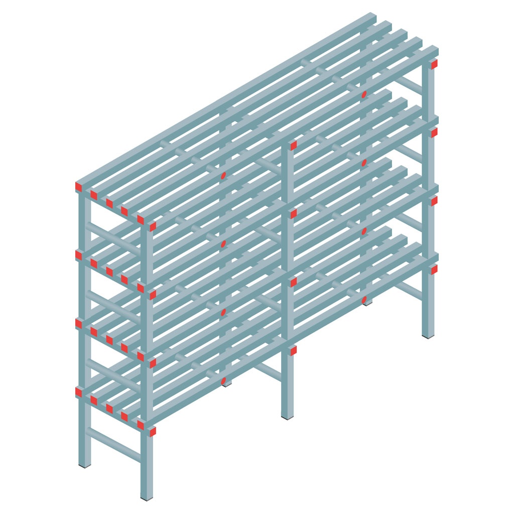 Kunststof stelling, rek 1600x2000x500, 4 niveaus