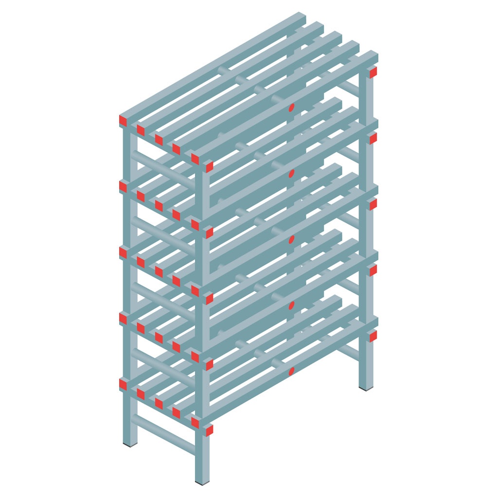 Kunststof stelling, rek 1650x1000x500, 5 niveaus