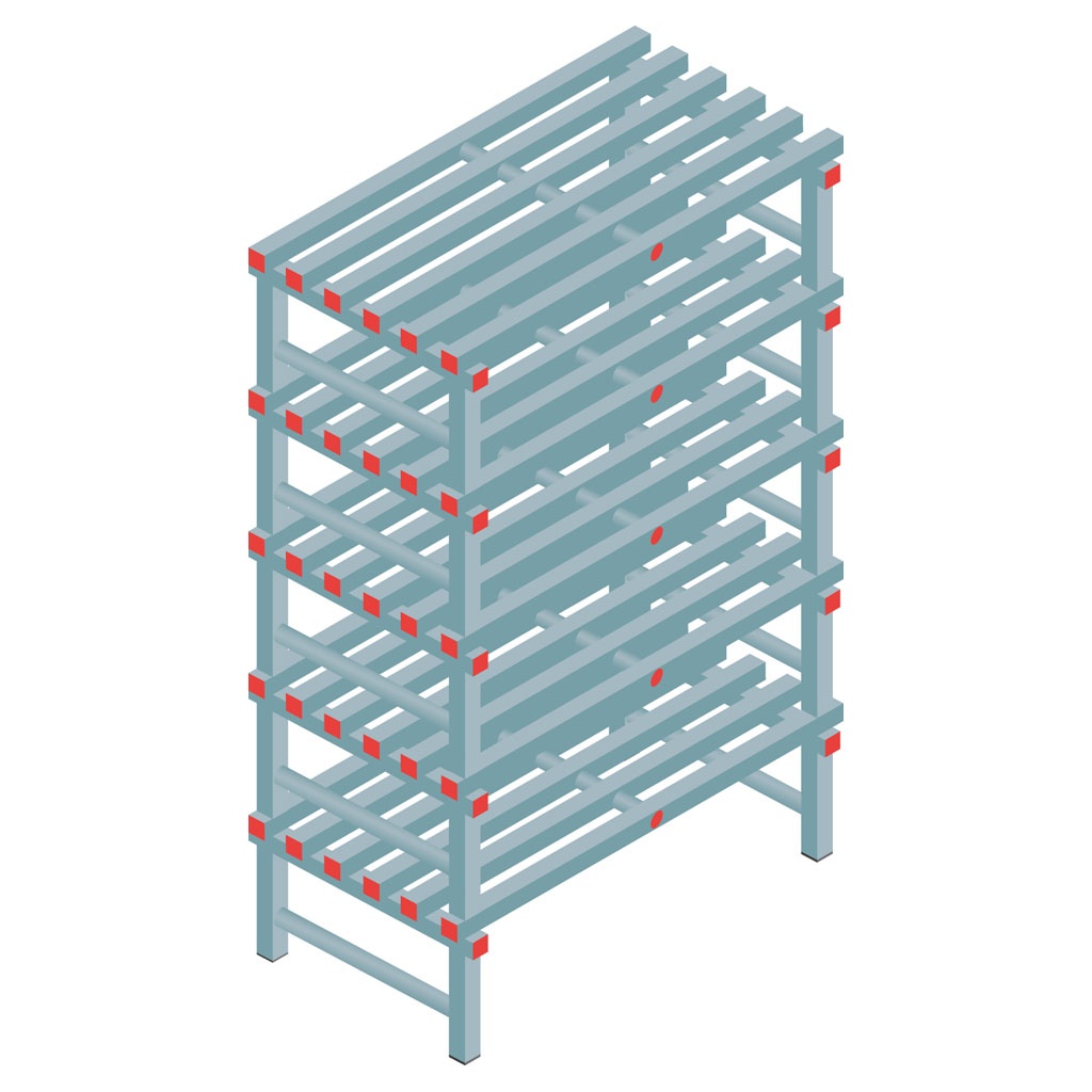 Kunststof stelling, rek 1650x1000x600, 5 niveaus
