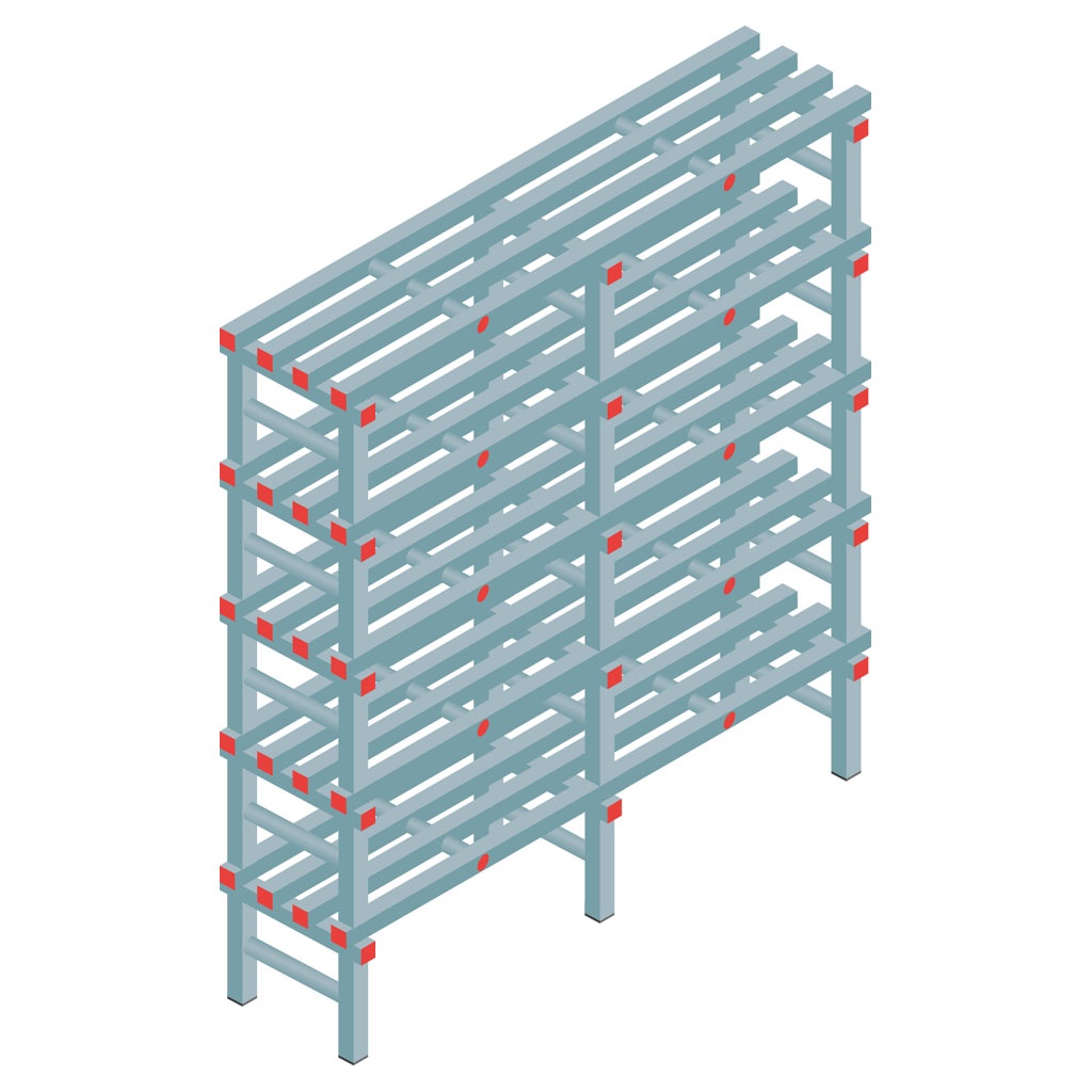 Kunststof stelling, rek 1650x1500x400, 5 niveaus