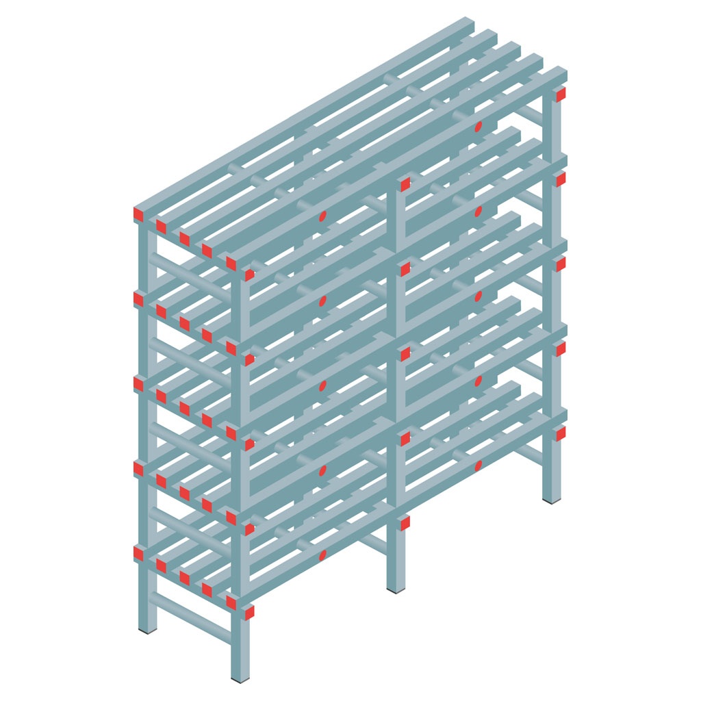 Kunststof stelling, rek 1650x1500x500, 5 niveaus