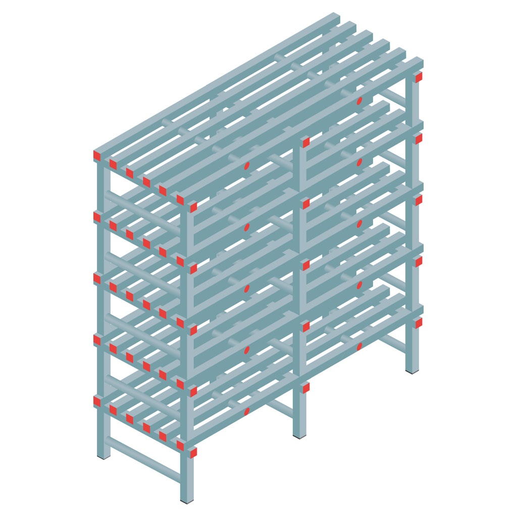 Kunststof stelling, rek 1650x1500x600, 5 niveaus