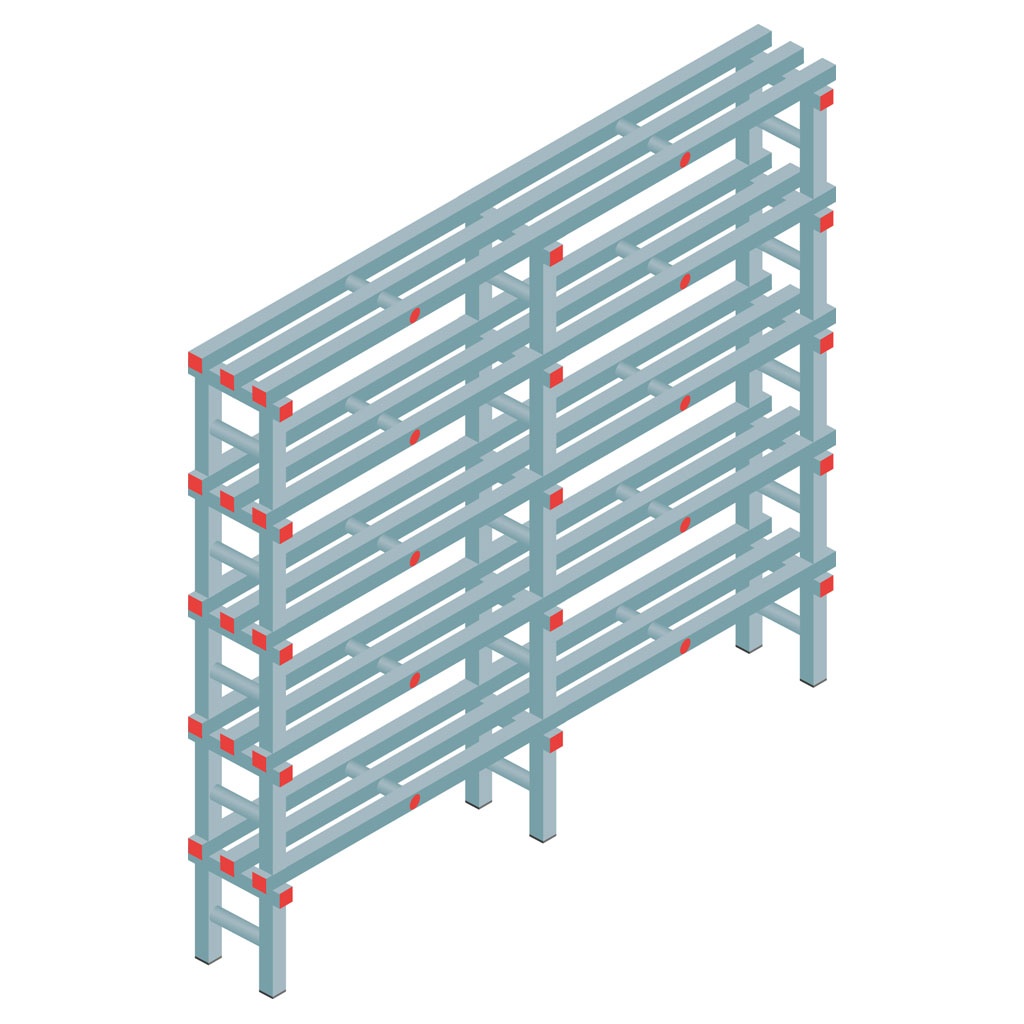 Kunststof stelling, rek 1650x1800x300, 5 niveaus