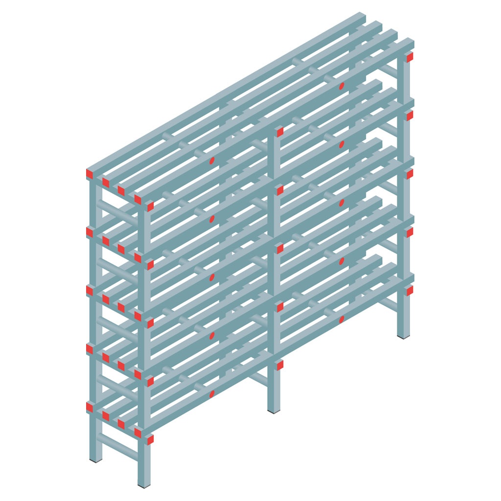 Kunststof stelling, rek 1650x1800x400, 5 niveaus