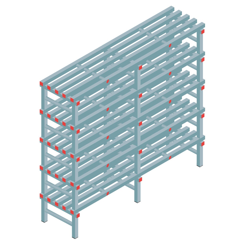 Kunststof stelling, rek 1650x1800x500, 5 niveaus