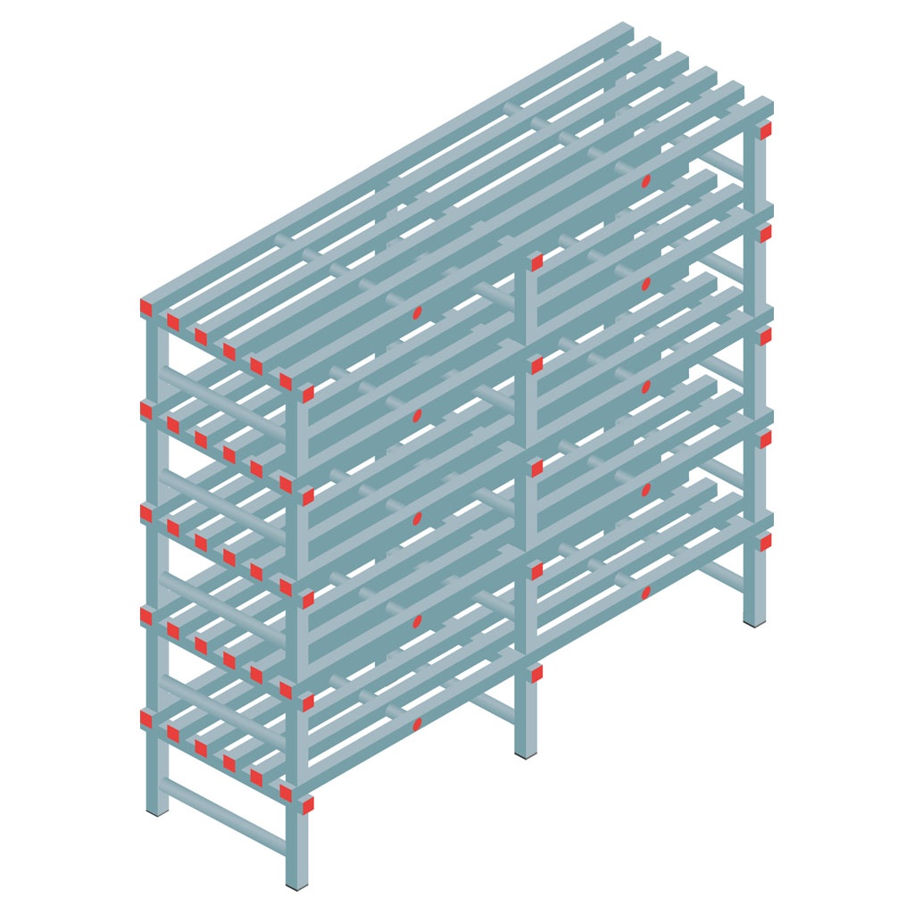 Kunststof stelling, rek 1650x1800x600, 5 niveaus