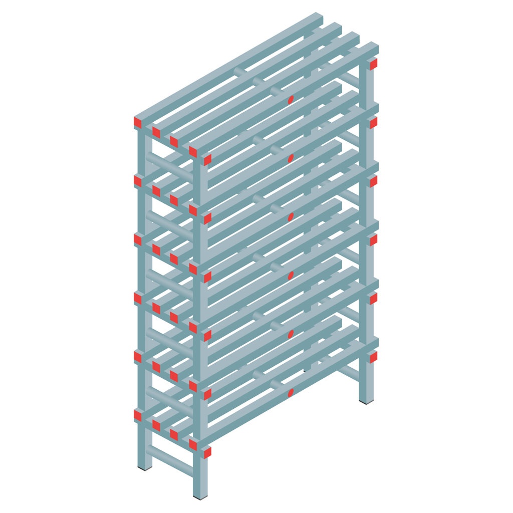 Kunststof stelling, rek 1750x1000x400, 6 niveaus