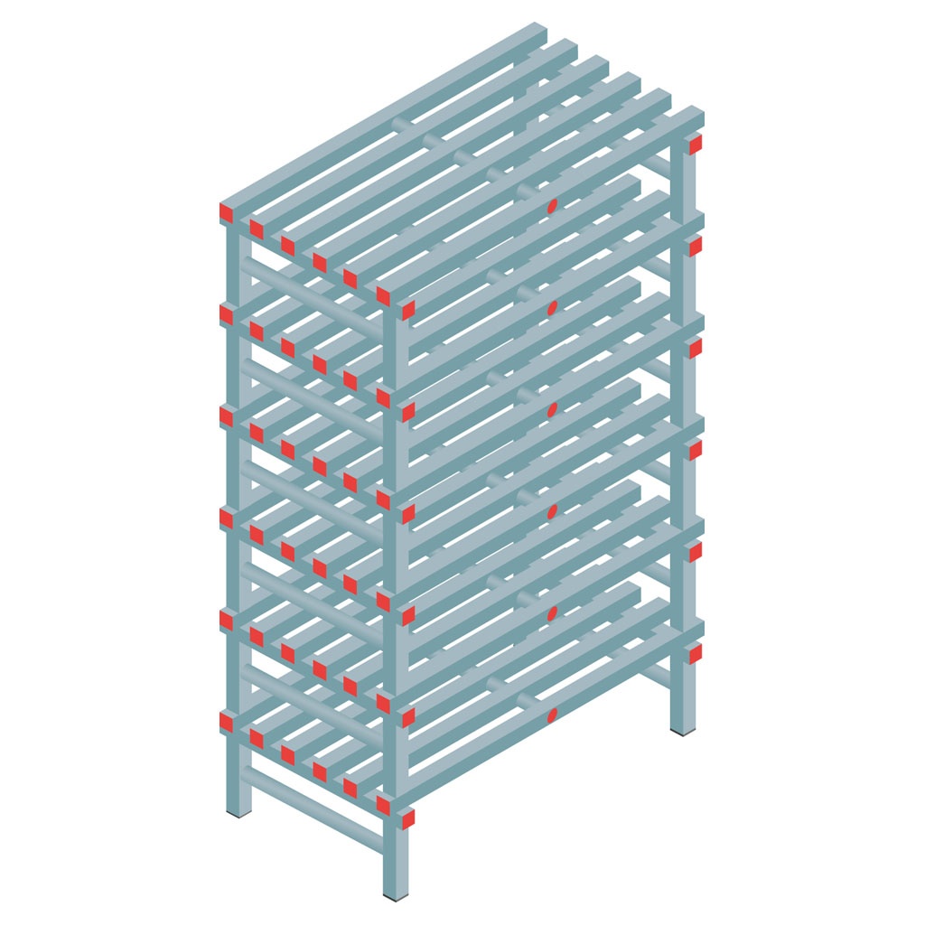 Kunststof stelling, rek 1750x1000x600, 6 niveaus
