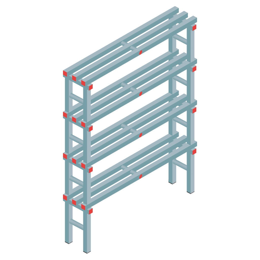 Kunststof stelling, rek 1750x1200x300, 4 niveaus