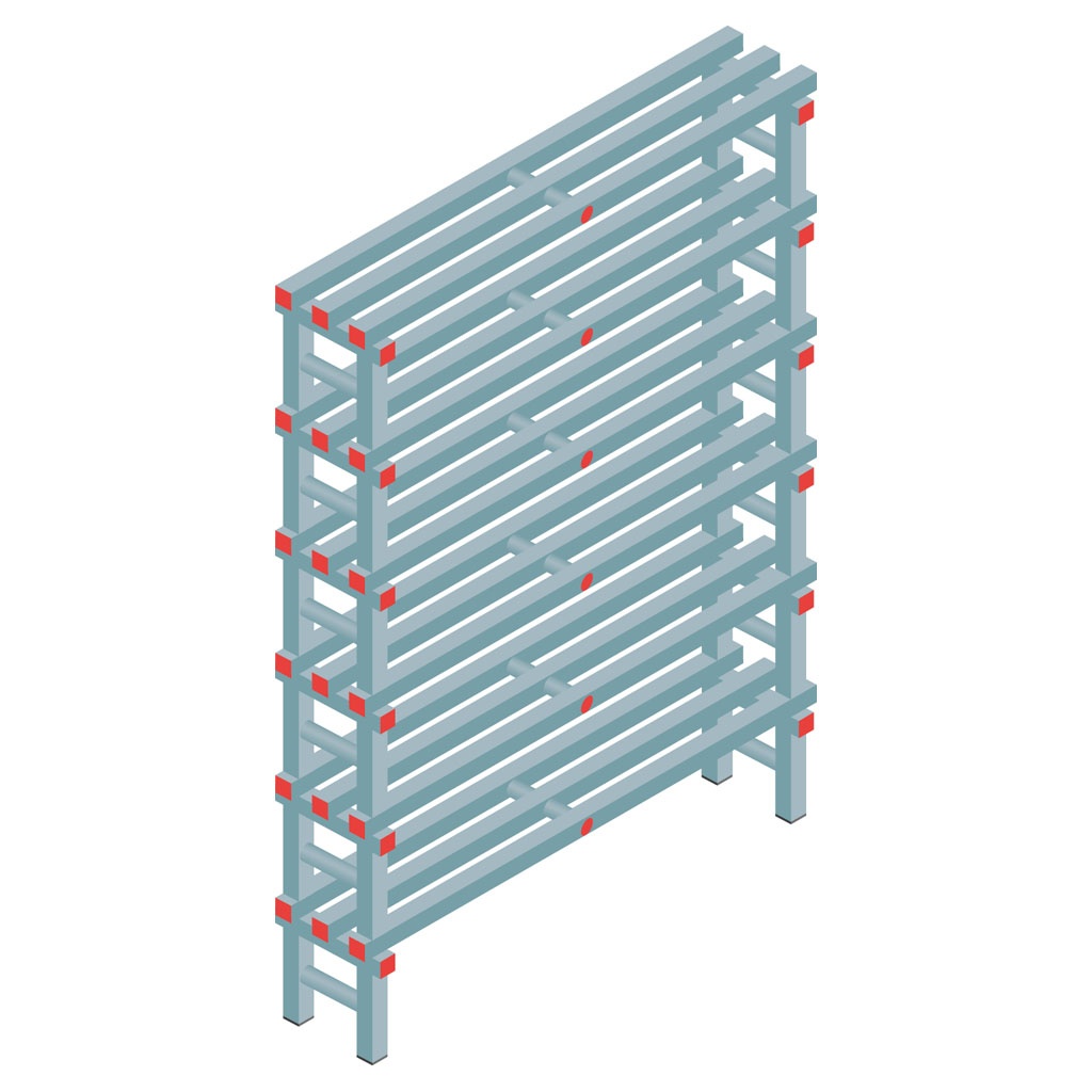 Kunststof stelling, rek 1750x1200x300, 6 niveaus