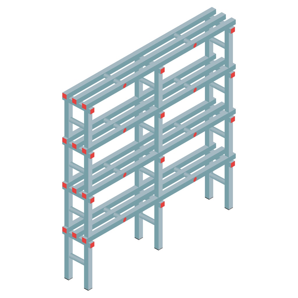 Kunststof stelling, rek 1750x1500x300, 4 niveaus