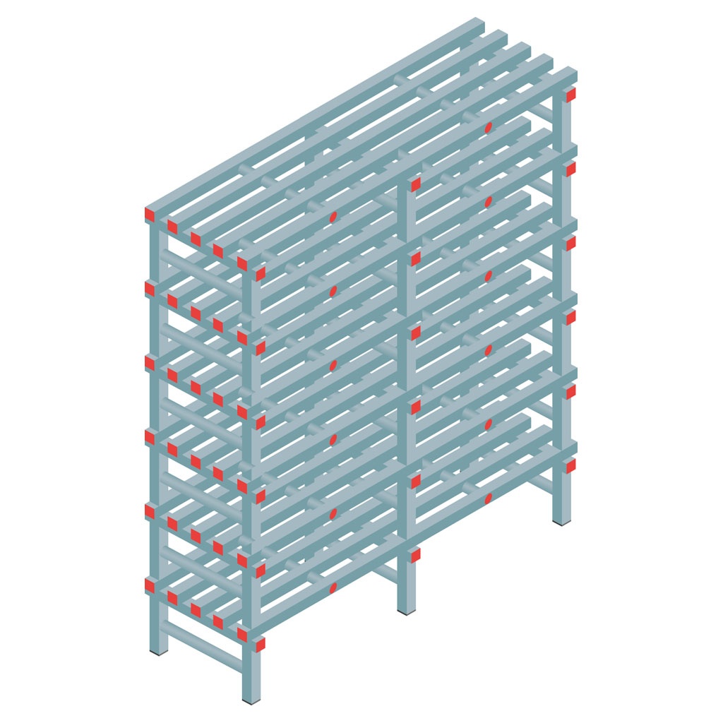 Kunststof stelling, rek 1750x1500x500, 6 niveaus