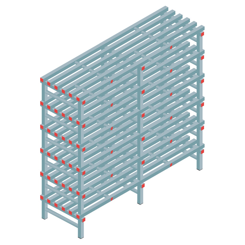 Kunststof stelling, rek 1750x1800x600, 6 niveaus