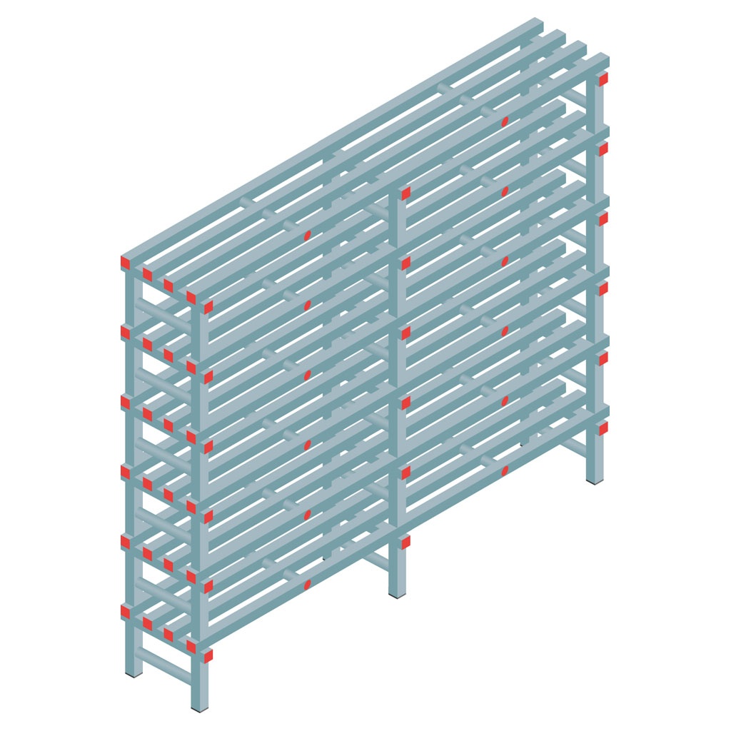 Kunststof stelling, rek 1750x2000x400, 6 niveaus