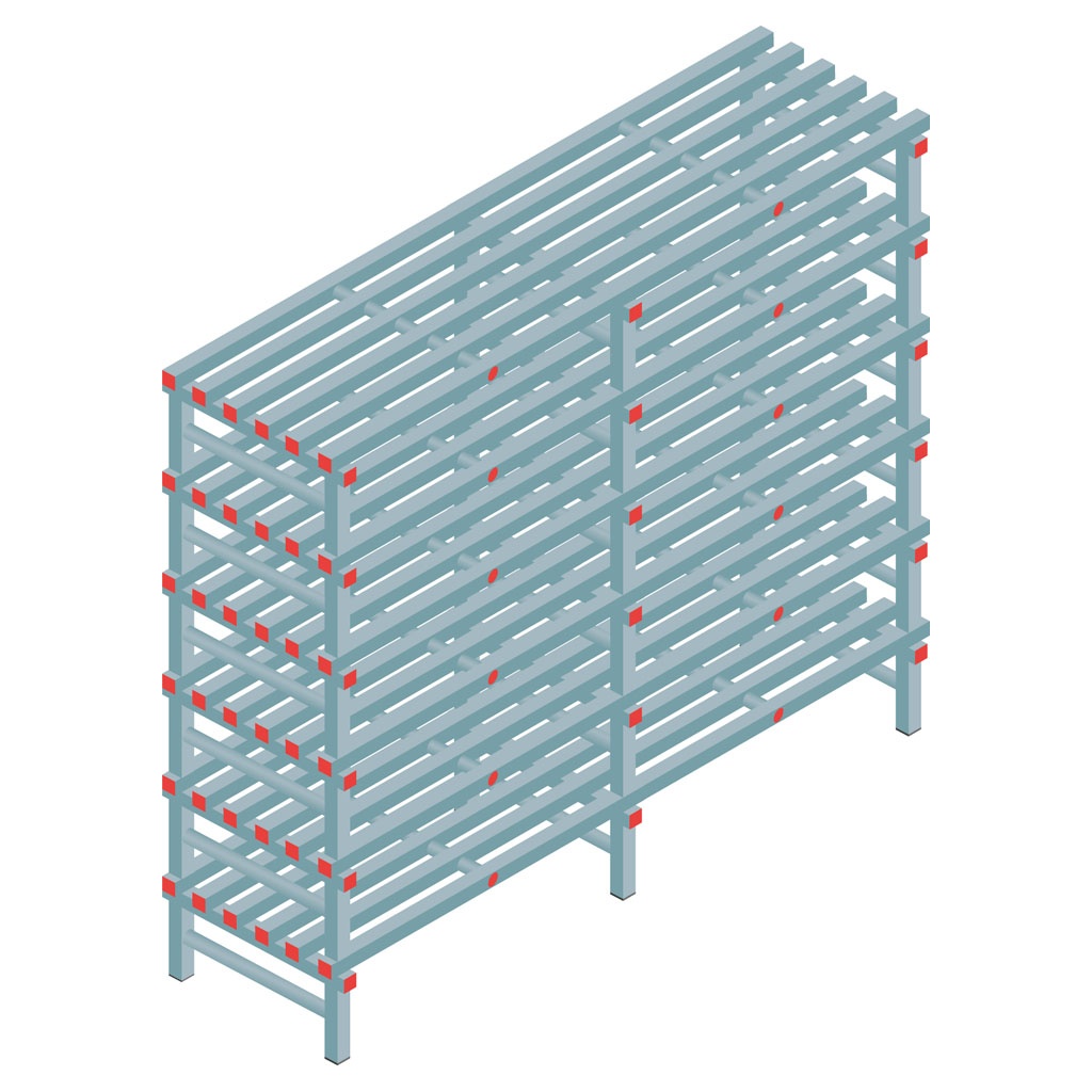 Kunststof stelling, rek 1750x2000x600, 6 niveaus