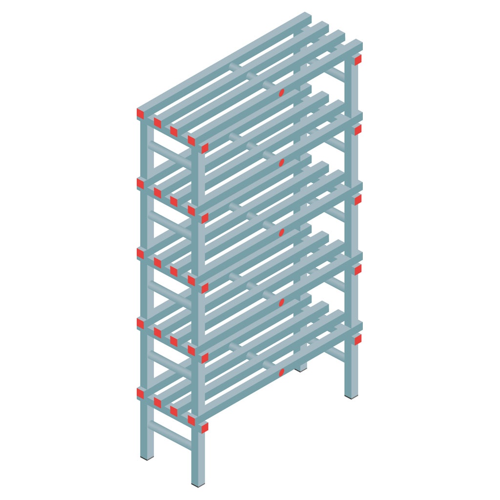 Kunststof stelling, rek 1850x1000x400, 5 niveaus