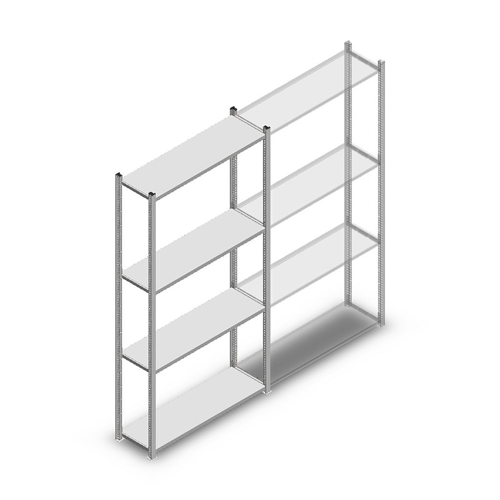 Legbordstelling Light Duty 2000x1000x300, 4 niveaus metaal verzinkt, 40 kg beginsectie