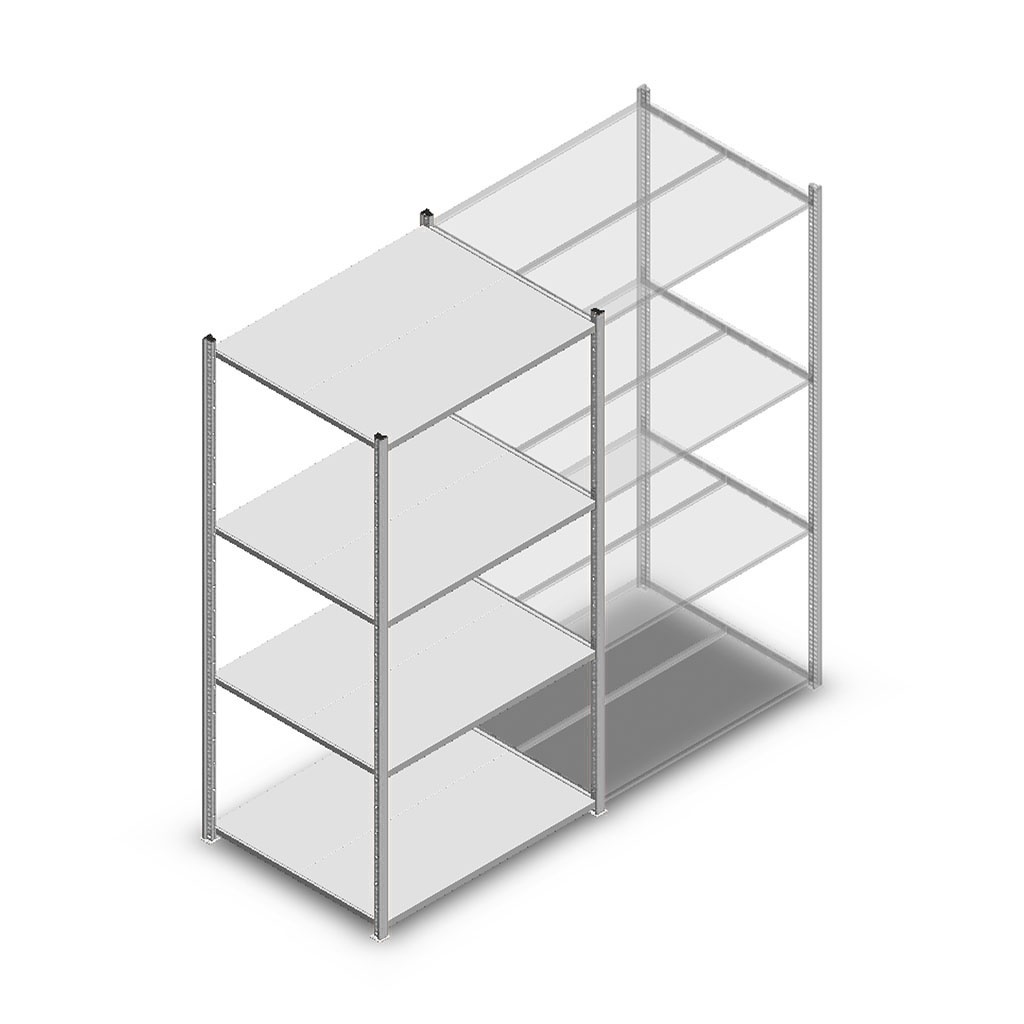 Legbordstelling Light Duty 2000x1000x800, 4 niveaus metaal verzinkt, 140 kg beginsectie