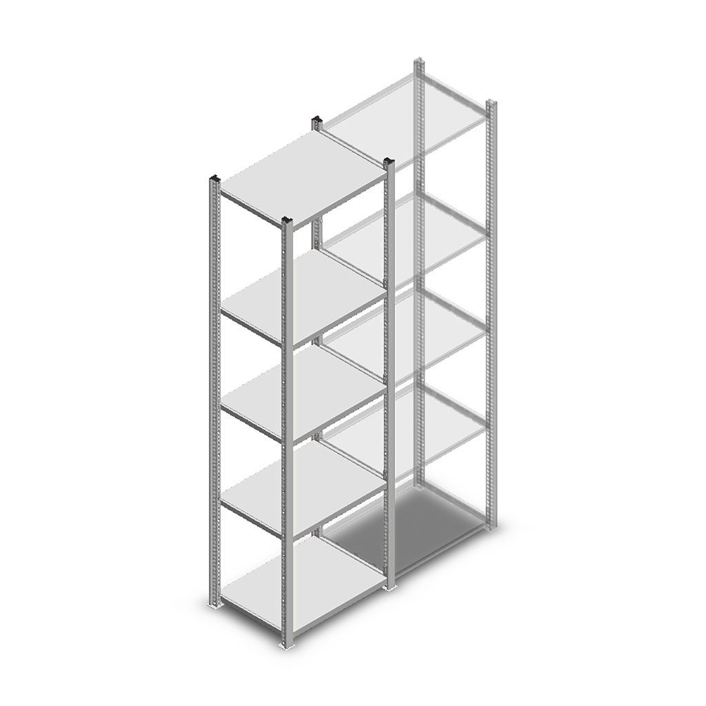 Legbordstelling Light Duty 2000x550x400, 5 niveaus metaal verzinkt, 200 kg beginsectie