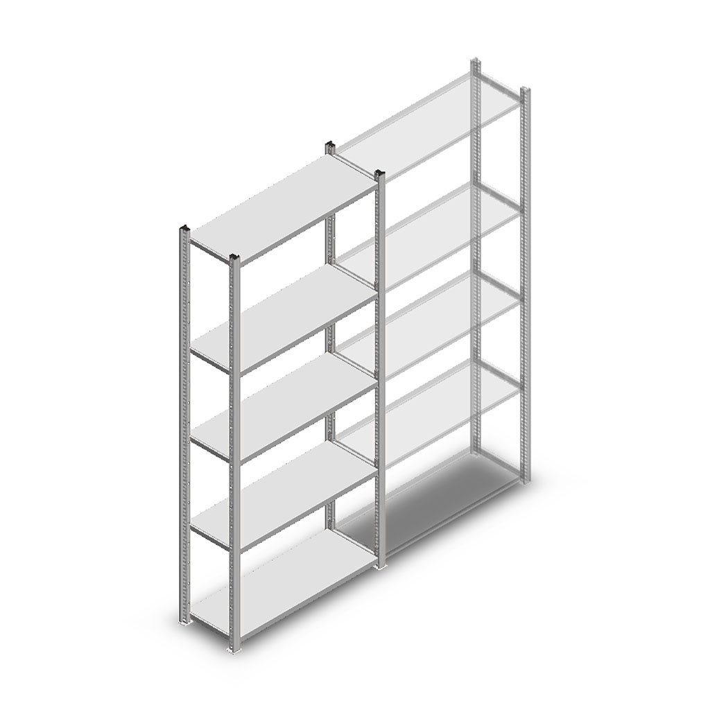 Legbordstelling Light Duty 2000x850x300, 5 niveaus metaal verzinkt, 60 kg beginsectie