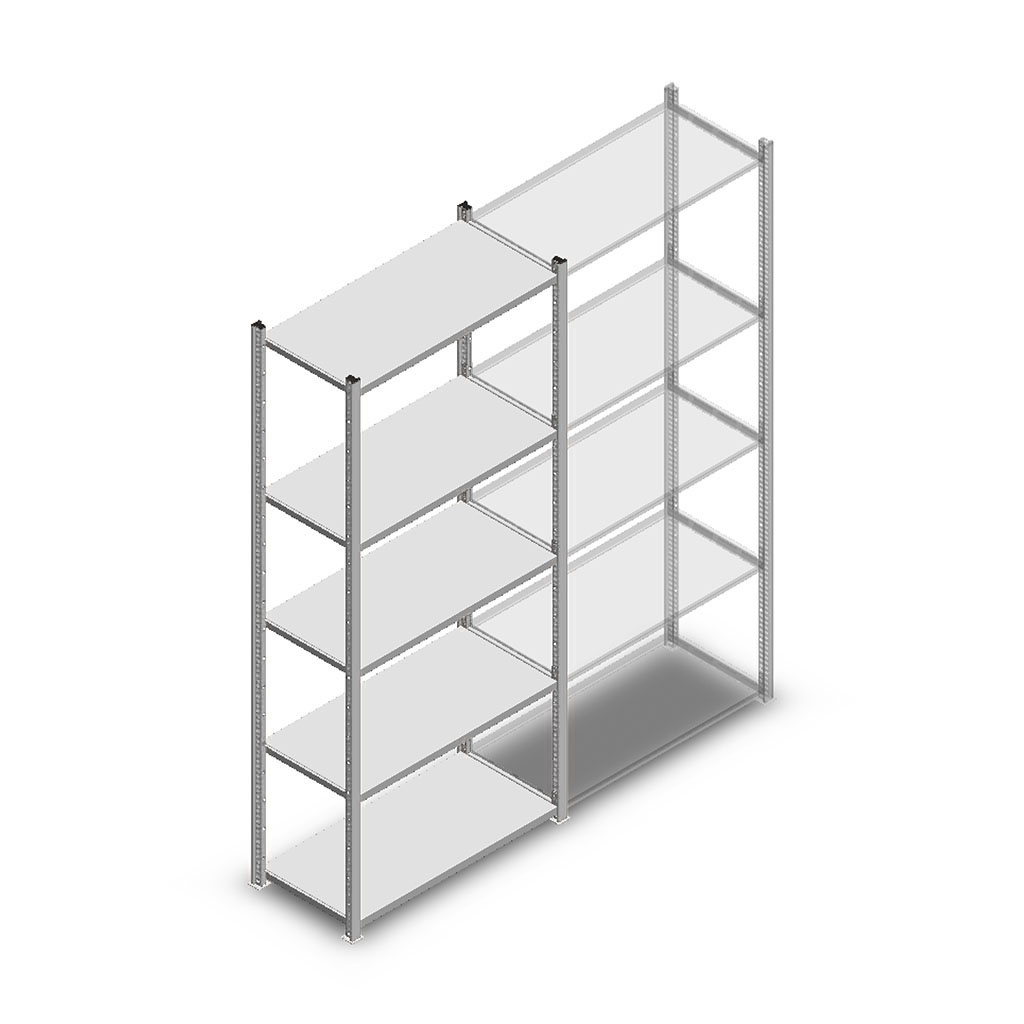 Legbordstelling Light Duty 2000x850x400, 5 niveaus metaal verzinkt, 160 kg beginsectie