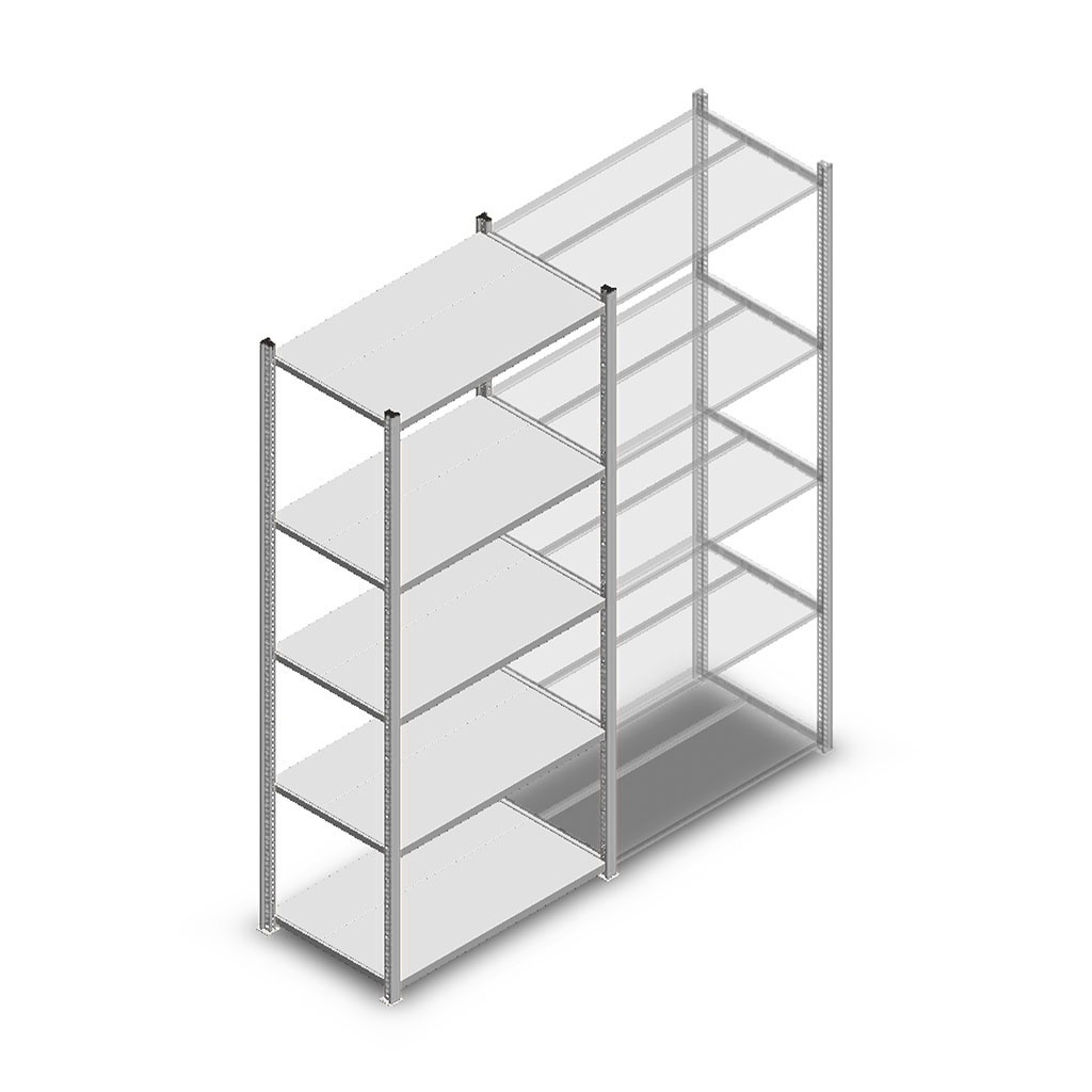 Legbordstelling Light Duty 2000x850x500, 5 niveaus metaal verzinkt, 140 kg beginsectie