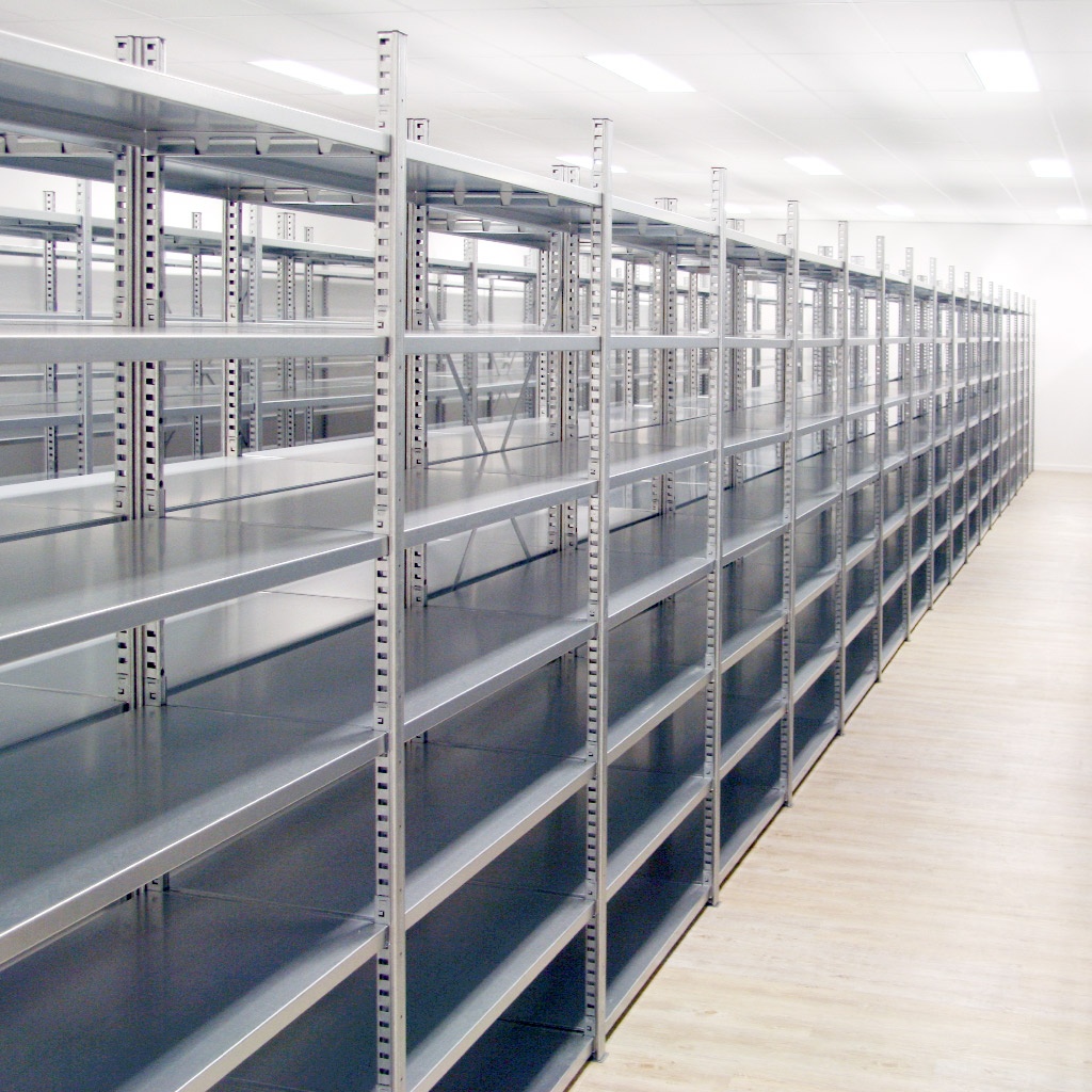 Legbordstelling Light Duty 2500x1000x500, 5 niveaus metaal verzinkt, 100 kg beginsectie