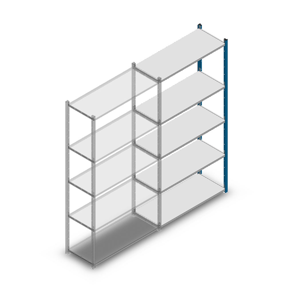 Legbordstelling Medium Duty 2000x1000x400, 5 niveaus metaal blauw, 90 kg aanbouwsectie