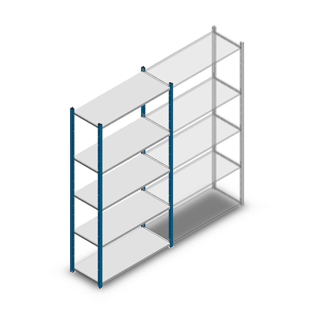 Legbordstelling Medium Duty 2000x1000x400, 5 niveaus metaal blauw, 90 kg beginsectie