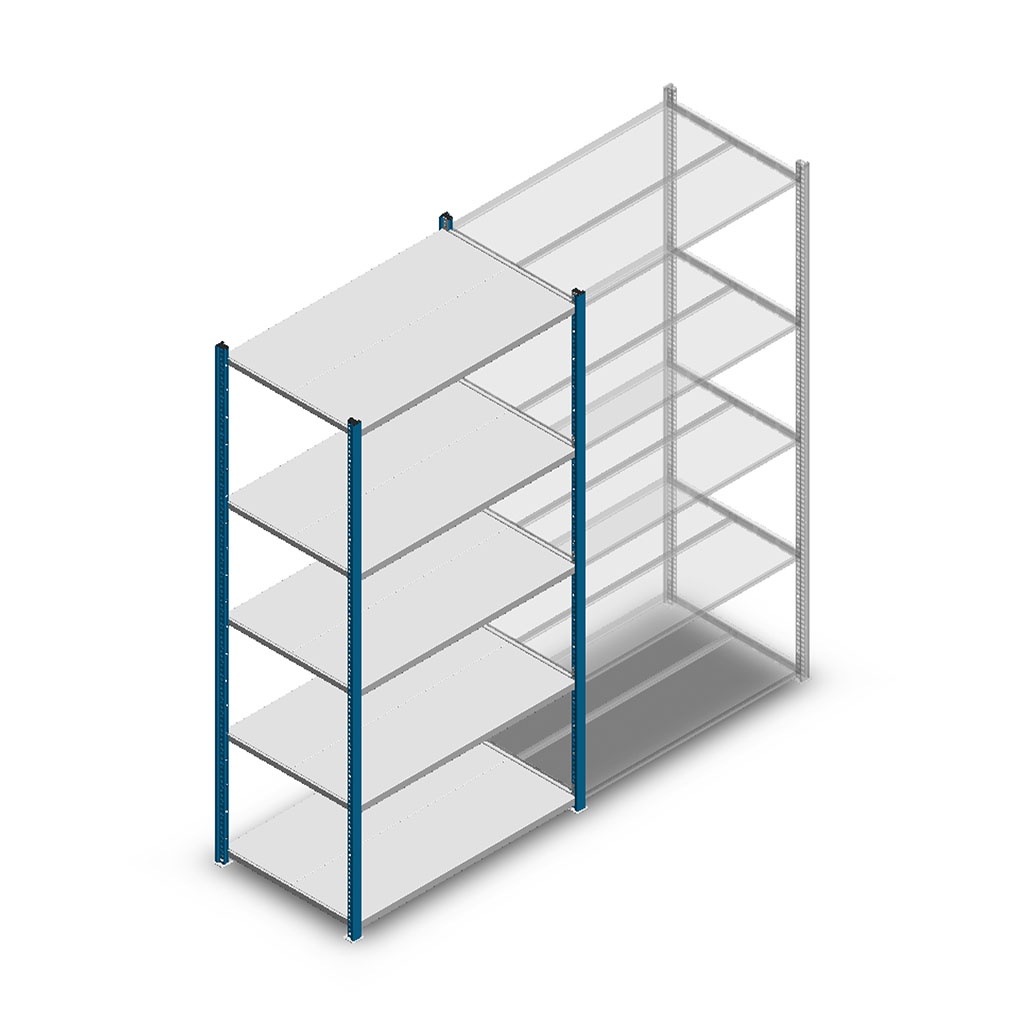 Legbordstelling Medium Duty 2000x1000x600, 5 niveaus metaal blauw, 180 kg beginsectie