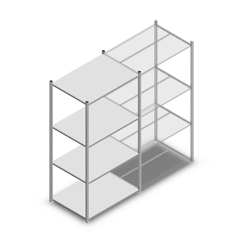 Legbordstelling Medium Duty 2000x1000x700, 4 niveaus metaal verzinkt, 180 kg beginsectie