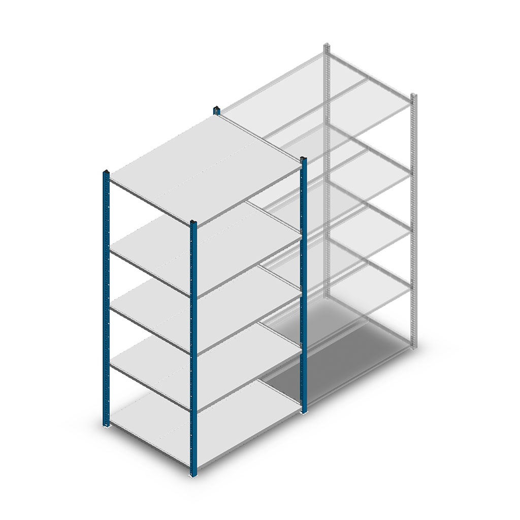 Legbordstelling Medium Duty 2000x1000x800, 5 niveaus metaal blauw, 180 kg beginsectie
