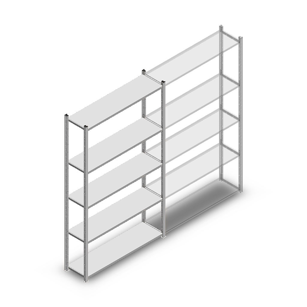 Legbordstelling Medium Duty 2000x1150x300 (hxbxd) 5 niveaus metaal verzinkt 70 kg beginsectie
