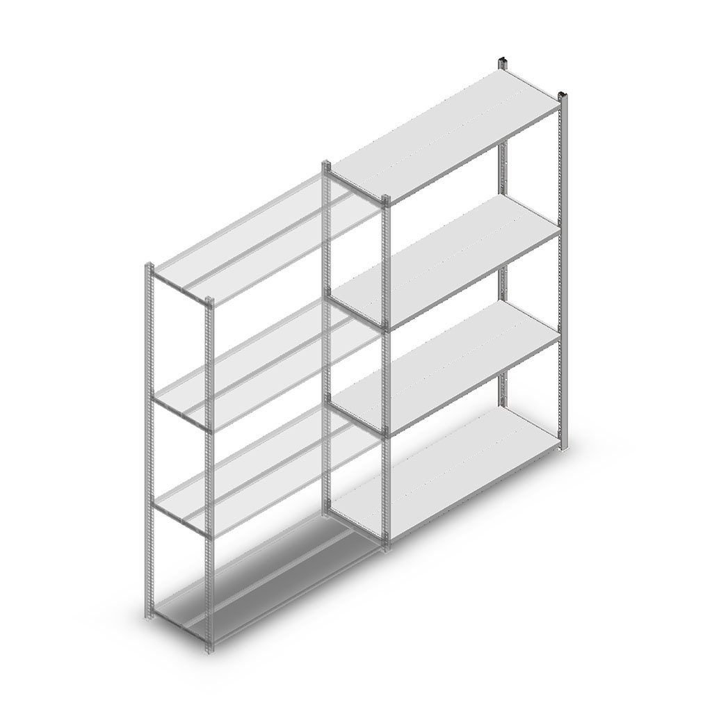 Legbordstelling Medium Duty 2000x1150x400 (hxbxd) 4 niveaus metaal verzinkt 180 kg aanbouwsectie