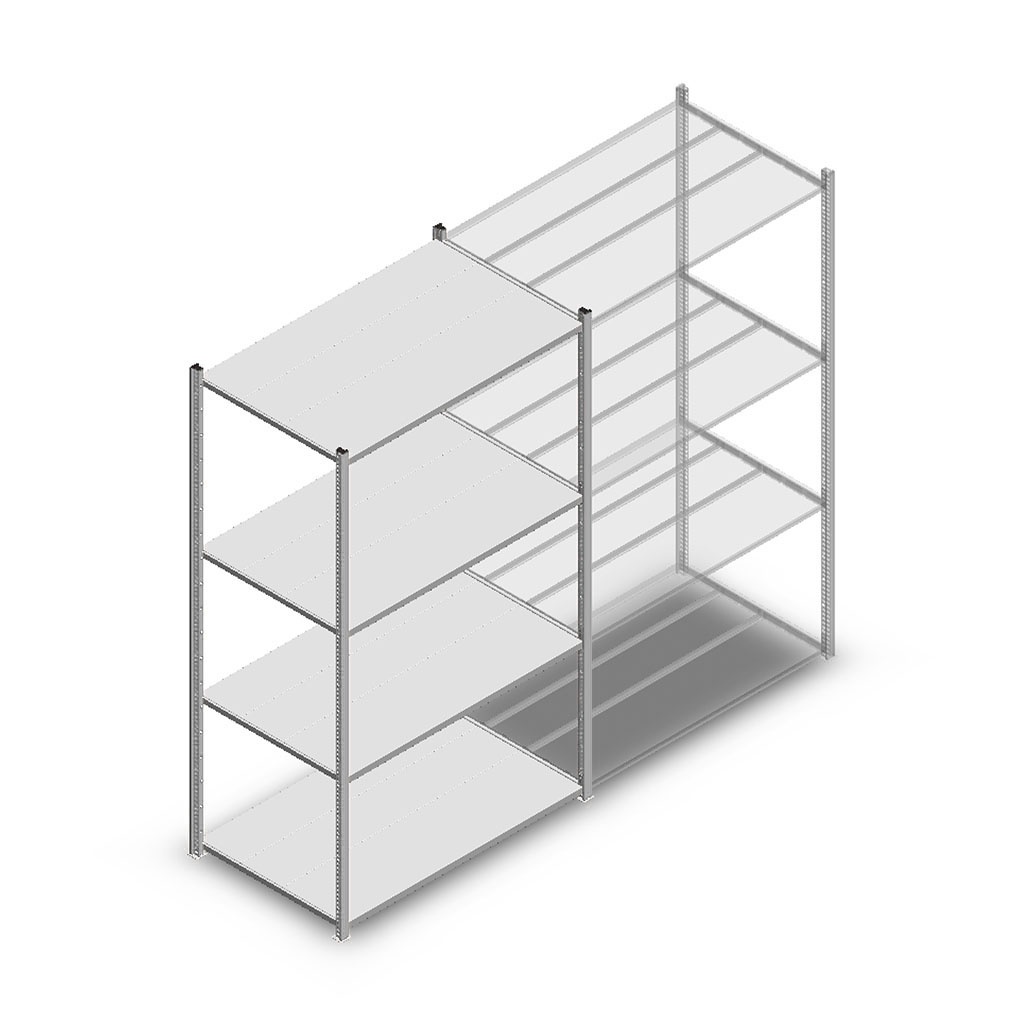 Legbordstelling Medium Duty 2000x1150x700 (hxbxd) 4 niveaus metaal verzinkt 250 kg beginsectie