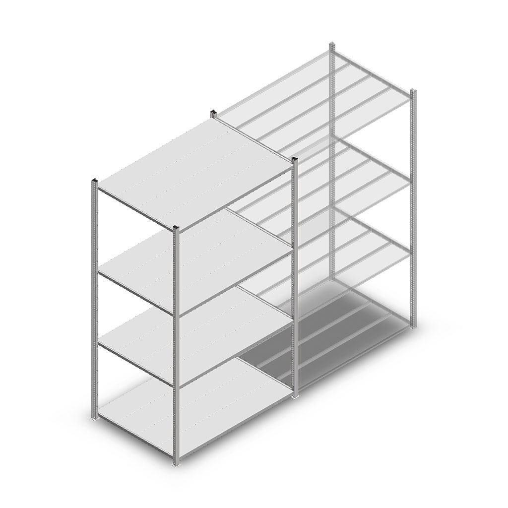 Legbordstelling Medium Duty 2000x1150x800 (hxbxd) 4 niveaus metaal verzinkt 360 kg beginsectie