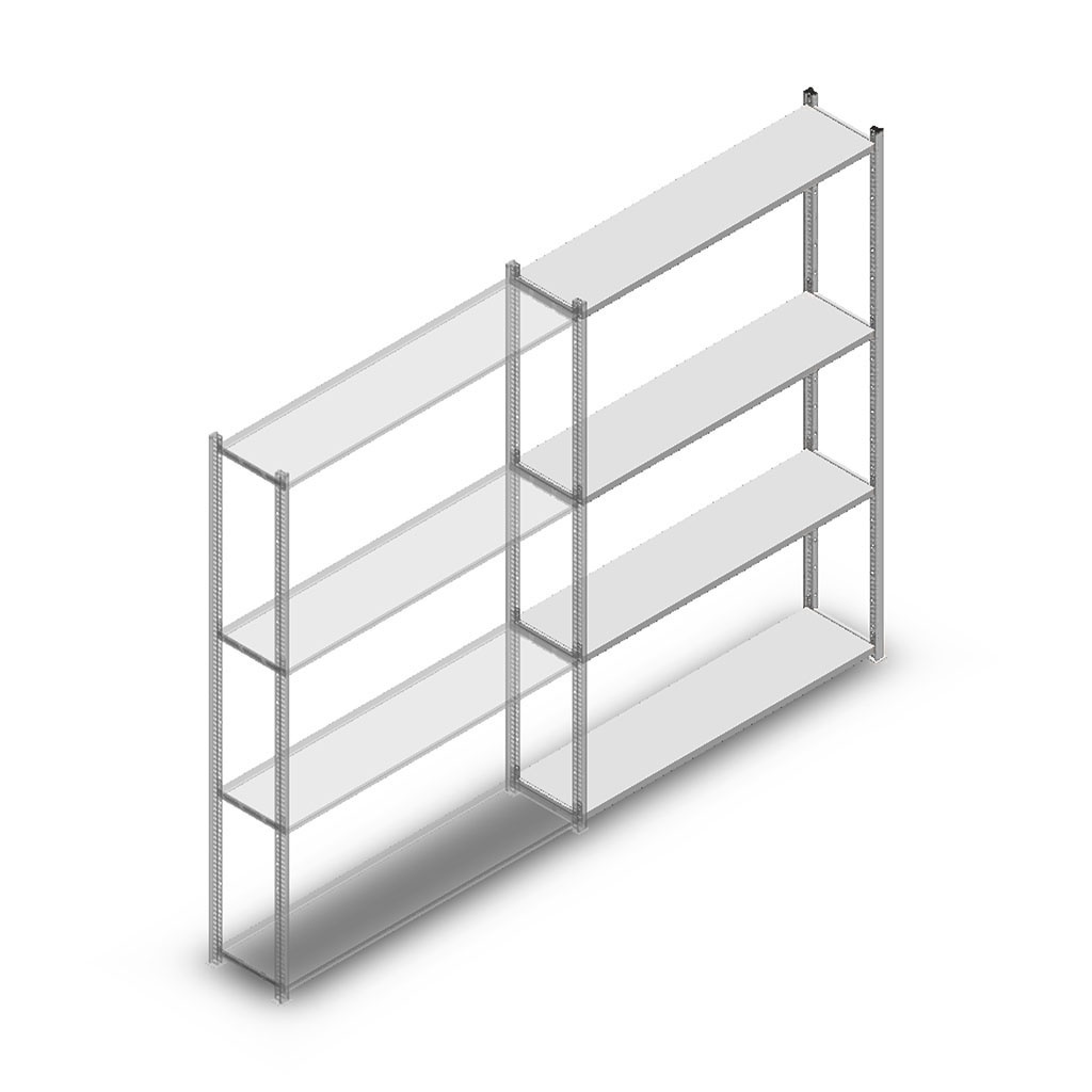 Legbordstelling Medium Duty 2000x1300x300 (hxbxd) 4 niveaus metaal verzinkt 50 kg aanbouwsectie