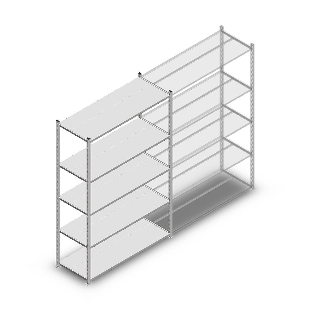 Legbordstelling Medium Duty 2000x1300x500 (hxbxd) 5 niveaus metaal verzinkt 120 kg beginsectie