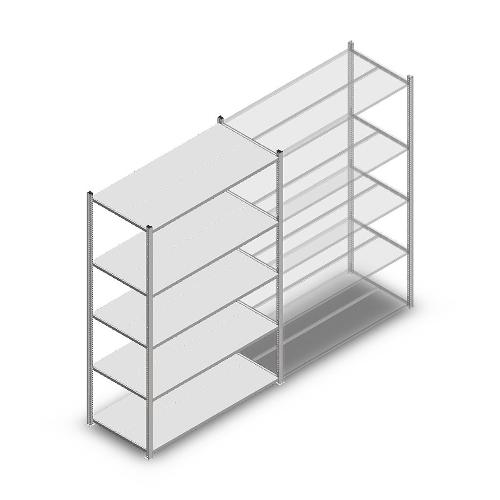 Legbordstelling Medium Duty 2000x1300x600 (hxbxd) 5 niveaus metaal verzinkt 100 kg beginsectie
