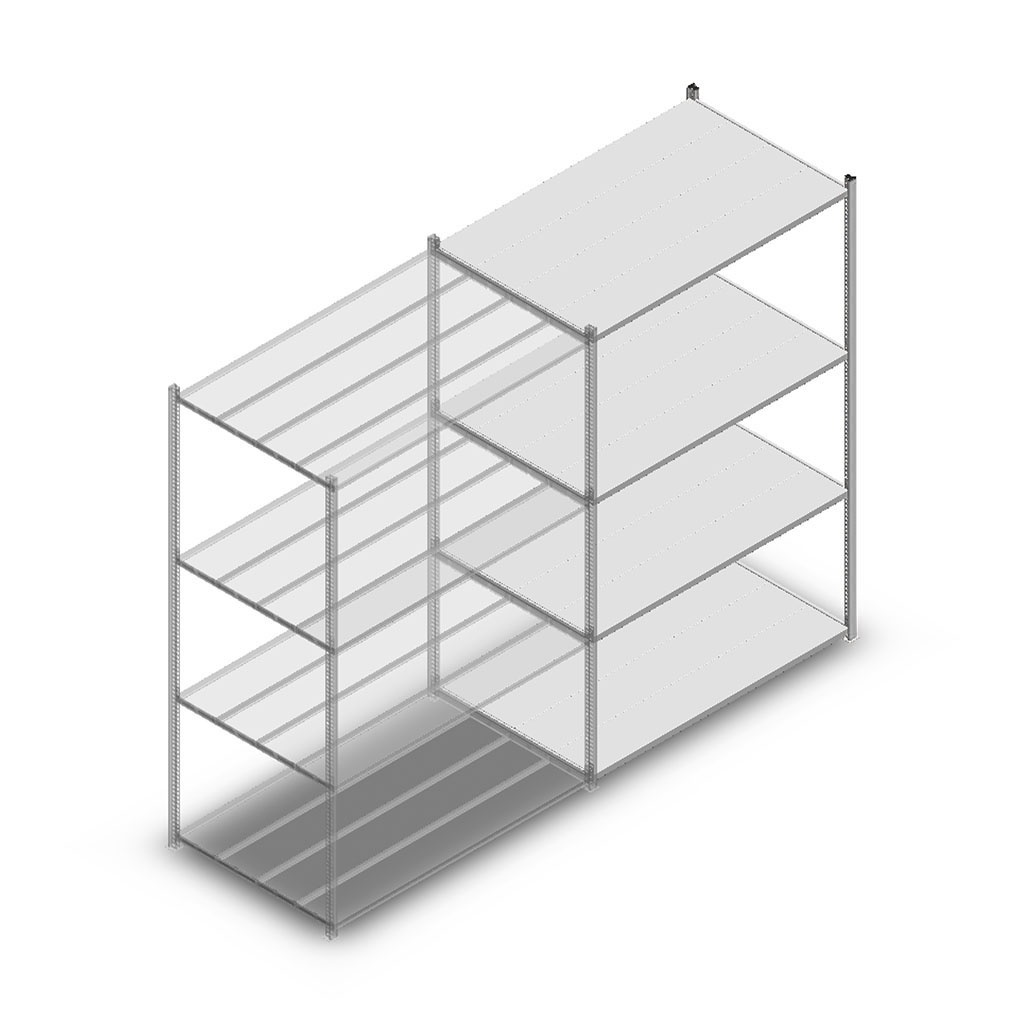 Legbordstelling Medium Duty 2000x1300x800 (hxbxd) 4 niveaus metaal verzinkt 280 kg aanbouwsectie
