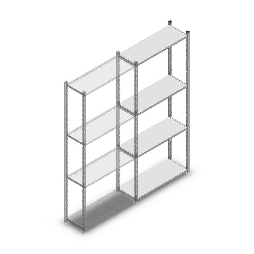 Legbordstelling Medium Duty 2000x850x300 (hxbxd) 4 niveaus metaal verzinkt 100 kg aanbouwsectie