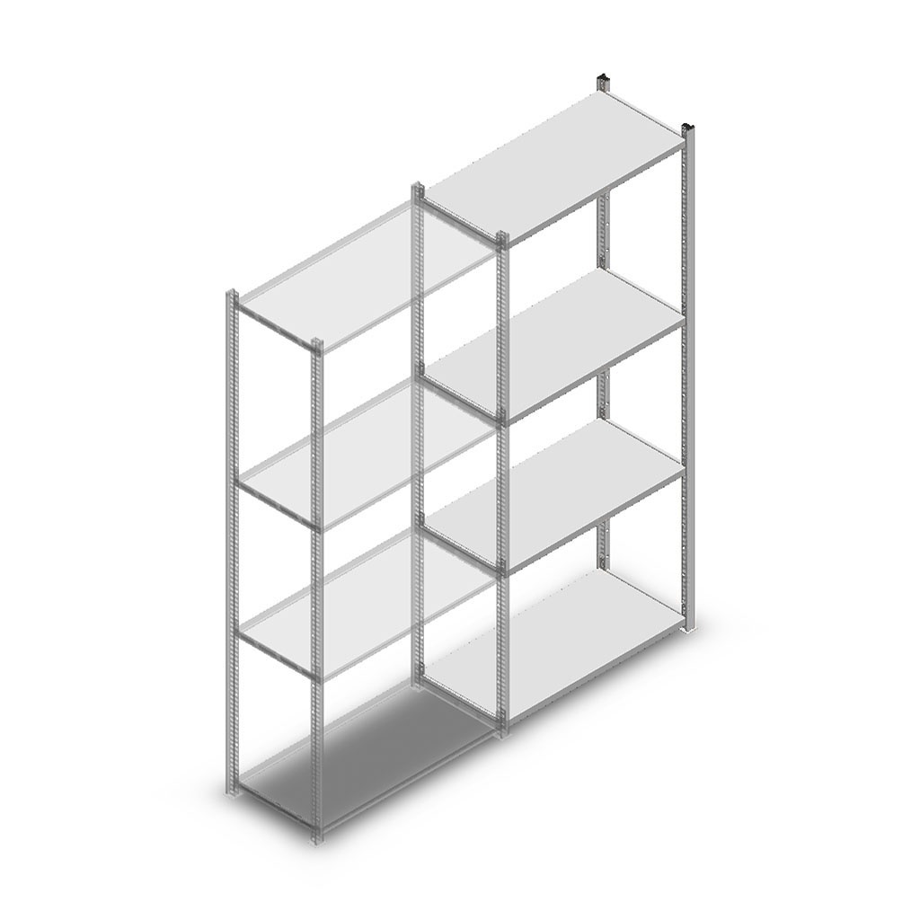 Legbordstelling Medium Duty 2000x850x400 (hxbxd) 4 niveaus metaal verzinkt 100 kg aanbouwsectie