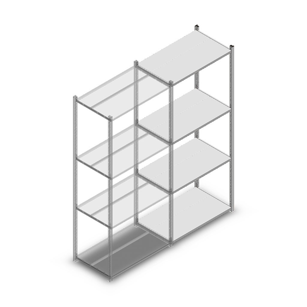 Legbordstelling Medium Duty 2000x850x500 (hxbxd) 4 niveaus metaal verzinkt 210 kg aanbouwsectie