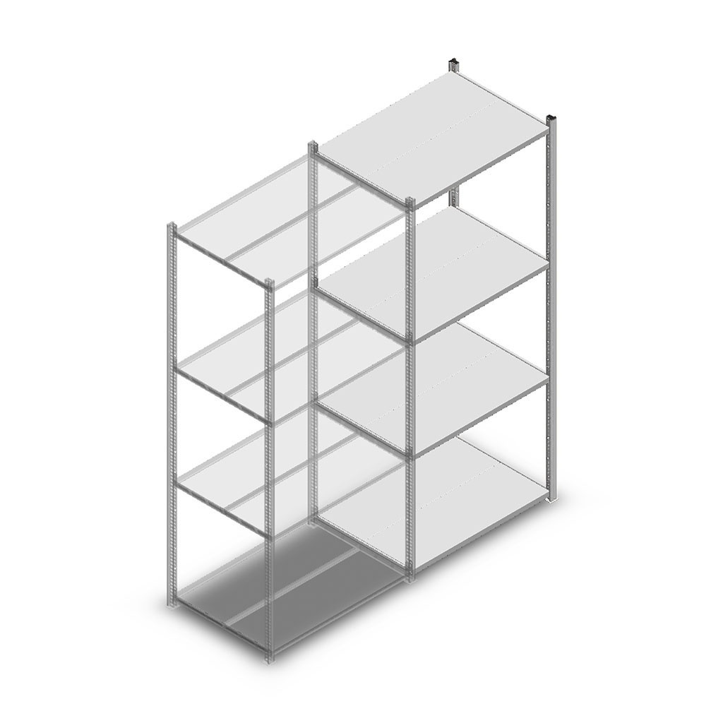 Legbordstelling Medium Duty 2000x850x600 (hxbxd) 4 niveaus metaal verzinkt 200 kg aanbouwsectie